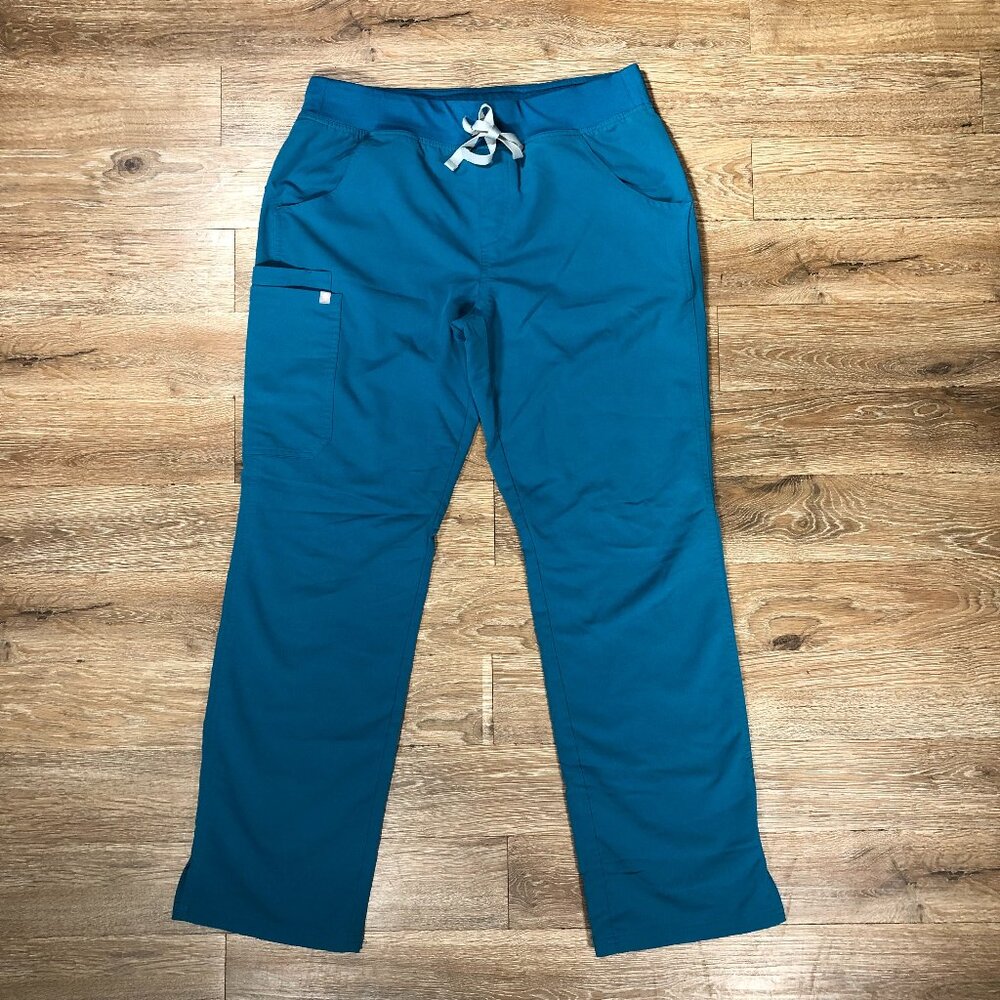Figs Technical Scrub Pants Womens Medium Aqua Kade Cargo Pocket Style T21004